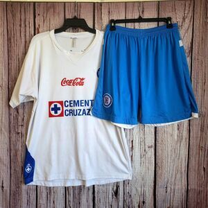 Cemento Cruz Azul Liga MX Mexico League 10 Soccer Jersey + Shorts Blue Tecate